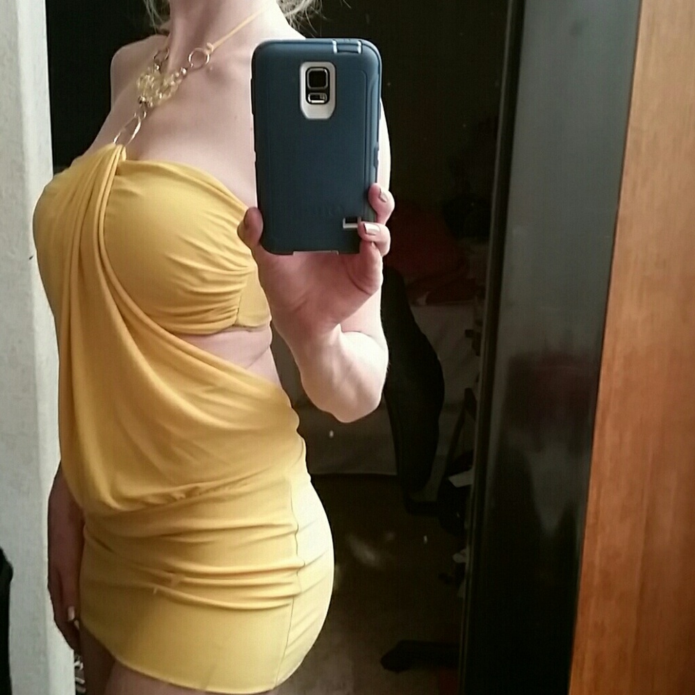 Yellow dress with attached necklace